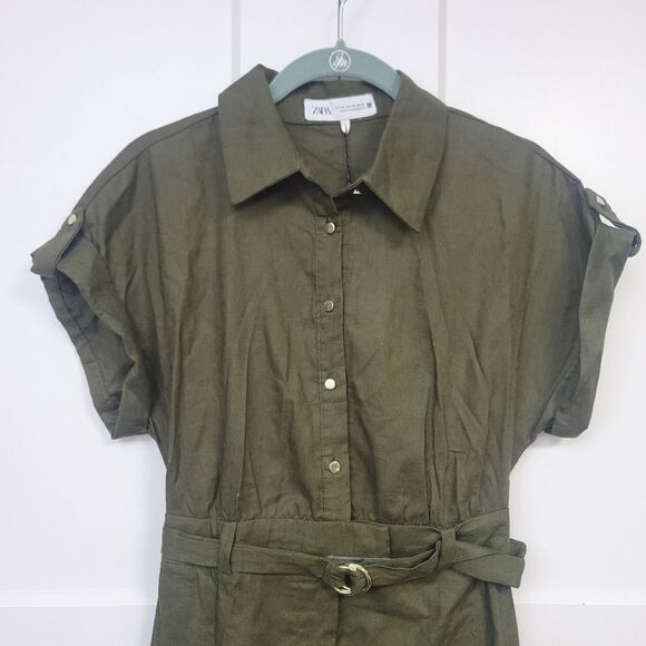 Zara Linen Blend Mini Shirt Dress, XS - Picture 7 of 10